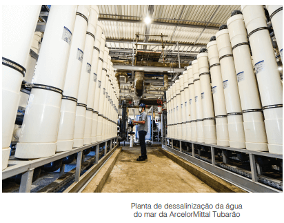 ArcelorMittal reduz bem uso de água doce e substitui por dessalinização e reúso